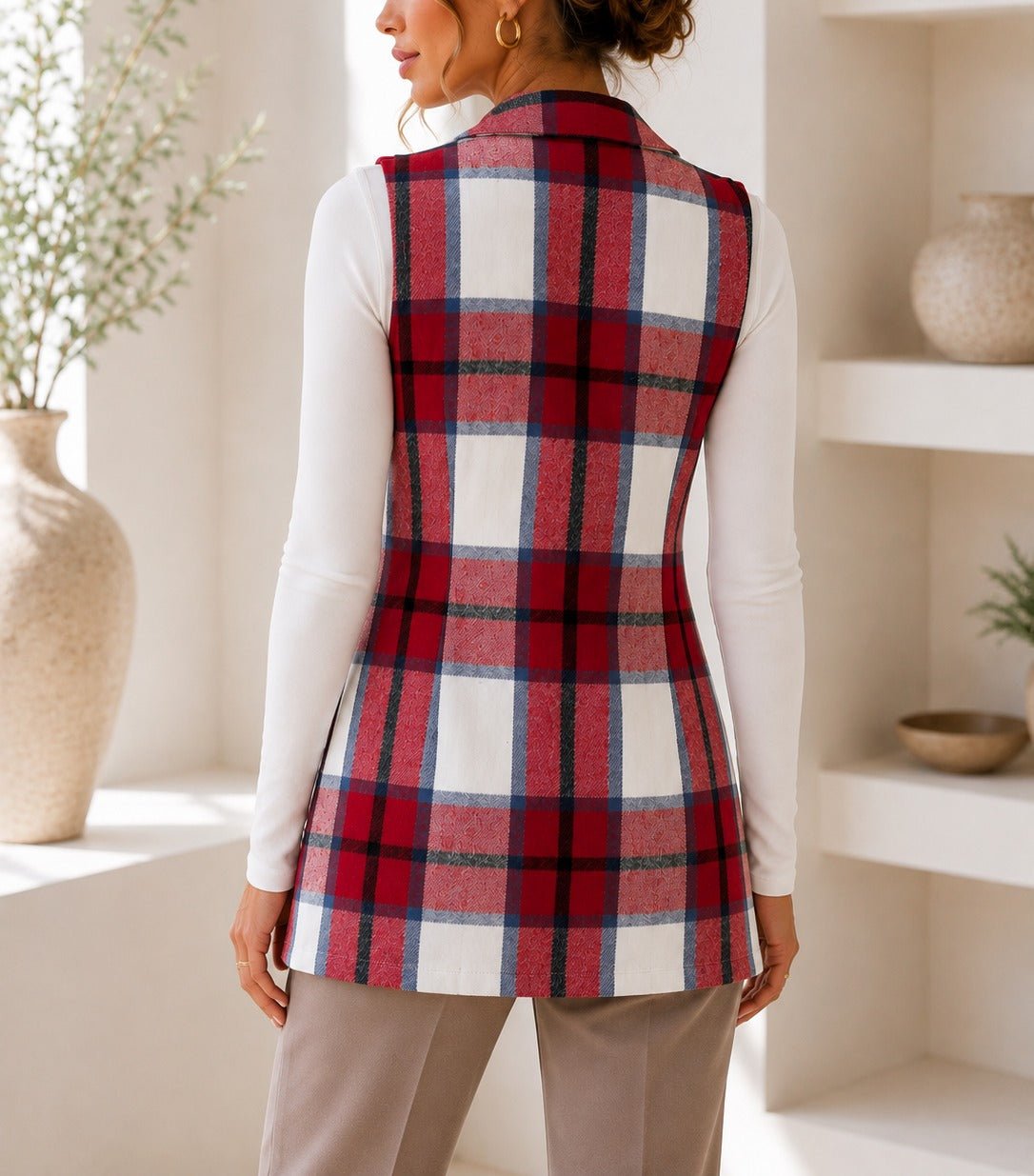 Ladies Red Sleeveless Melton Shacket - StylePhase SA