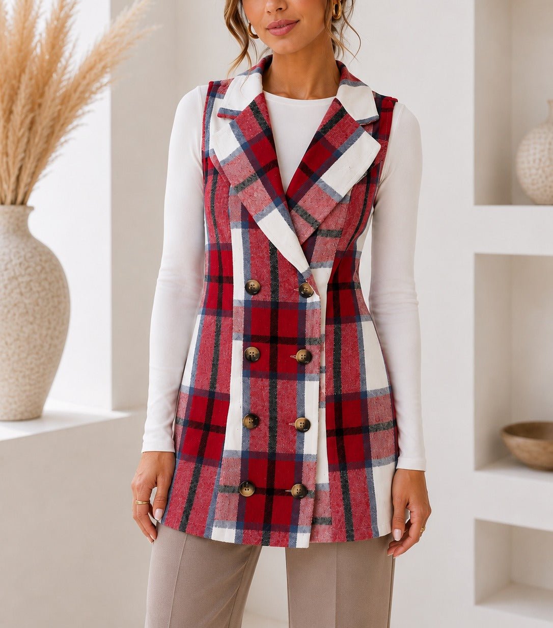 Ladies Red Sleeveless Melton Shacket - StylePhase SA