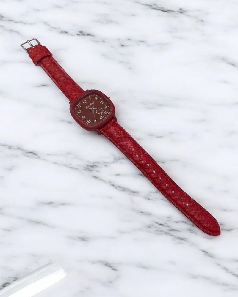 Ladies Red Square Strap Watch - StylePhase SA