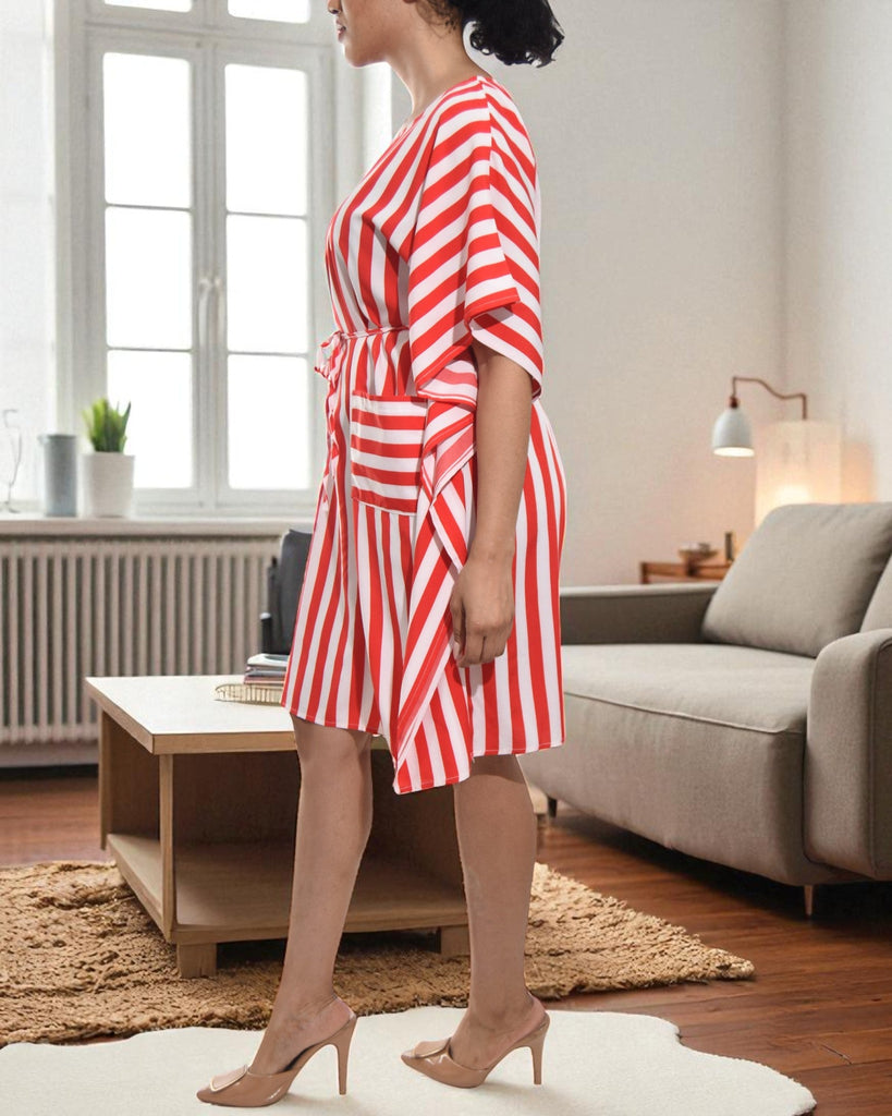 Ladies Red Stripe Pocket Dress - StylePhase SA
