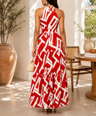 Ladies Red Tie Back Maxi Dress - StylePhase SA