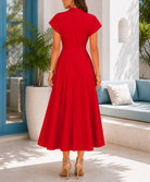 Ladies Red Zipper Pocket Front Slit Dress - StylePhase SA