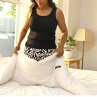 Ladies Rib Knit Vest Shorty Pj Set - Black Floral - StylePhase SA