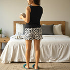 Ladies Rib Knit Vest Shorty Pj Set - Black Floral - StylePhase SA