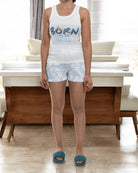 Ladies Rib Knit Vest Shorty Pj Set - Born To Be Awesome - StylePhase SA