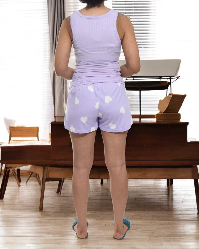 Ladies Rib Knit Vest Shorty Pj Set - Lilac Amour - StylePhase SA