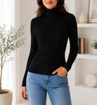 Ladies Rib Polo Neck Top- Black - StylePhase SA