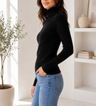 Ladies Rib Polo Neck Top- Black - StylePhase SA