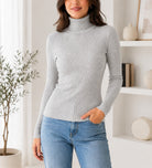 Ladies Rib Polo Neck Top- Grey - StylePhase SA