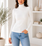 Ladies Rib Polo Neck Top-White - StylePhase SA