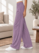 Ladies Rib Wide Leg Pants-Lilac - StylePhase SA