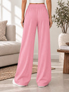Ladies Rib Wide Leg Pants-Pink - StylePhase SA