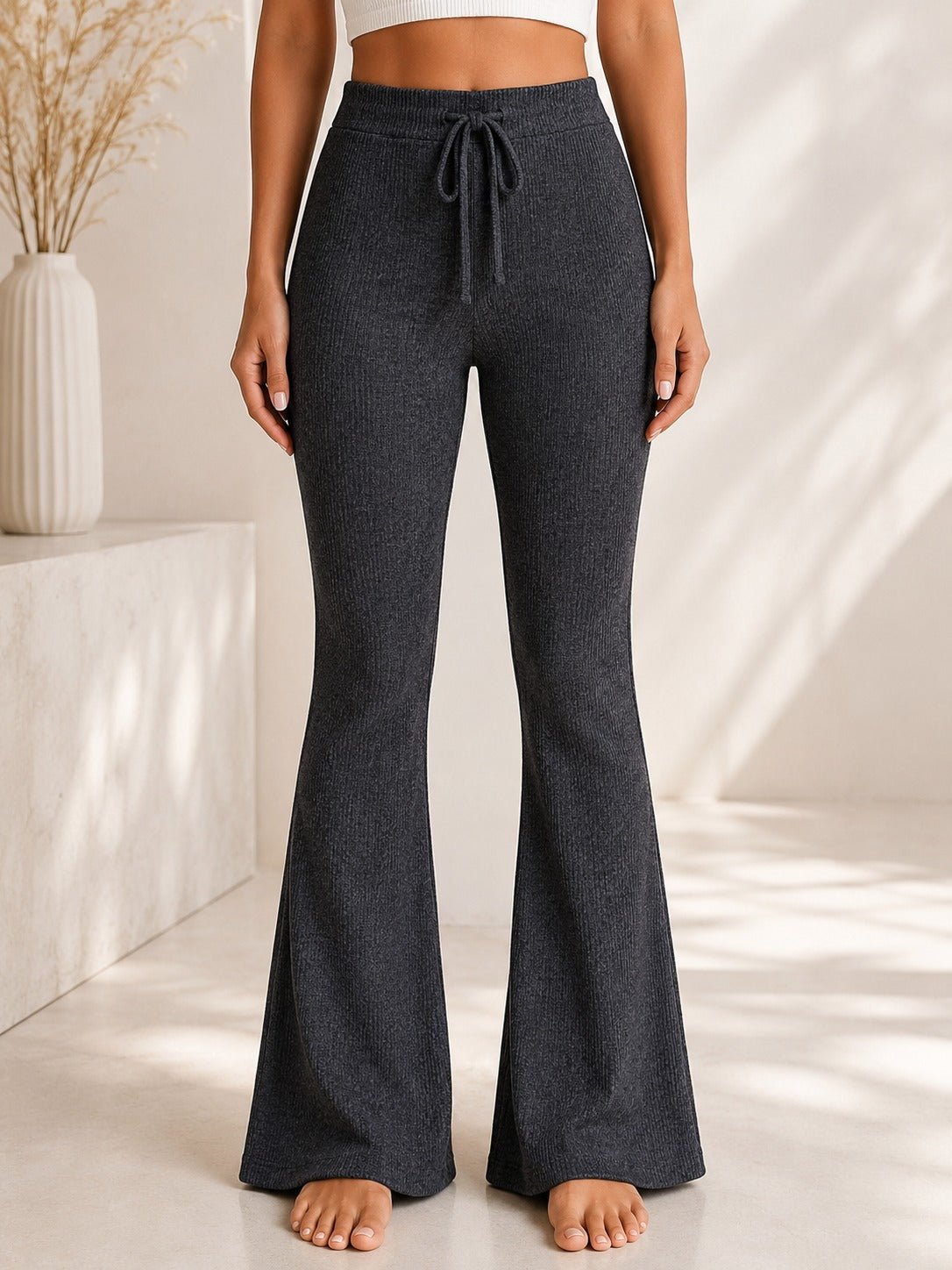 Ladies Ribbed Charcoal Pants - StylePhase SA