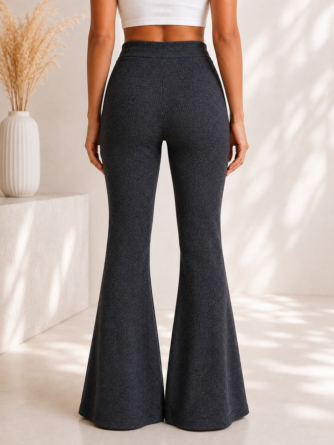 Ladies Ribbed Charcoal Pants - StylePhase SA
