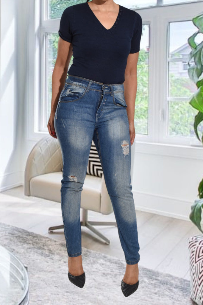 Ladies Ripped Denim Jeans - StylePhase SA