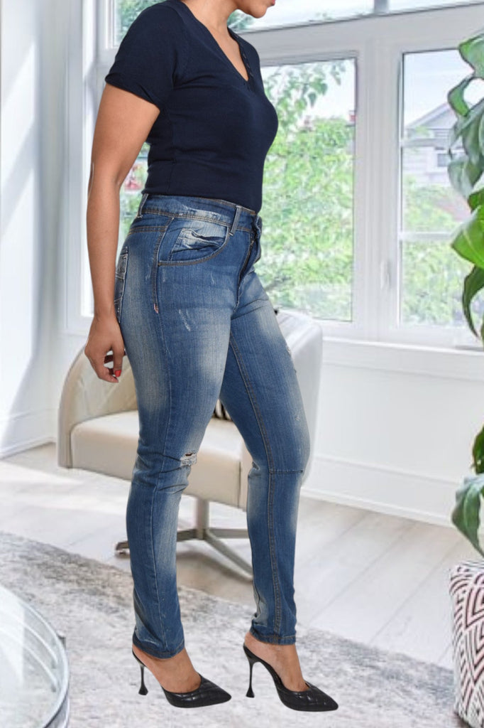 Ladies Ripped Denim Jeans - StylePhase SA