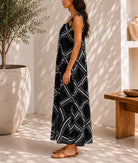 Ladies Rope Print Strappy Black Dress - StylePhase SA