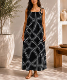 Ladies Rope Print Strappy Black Dress - StylePhase SA