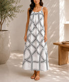 Ladies Rope Print White Strappy Dress - StylePhase SA