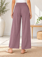 Ladies Rose Brown Wide Leg Drawstring Pocket Pants - StylePhase SA