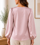 Ladies Rose Pink Satin Cowl Neck Blouse - StylePhase SA