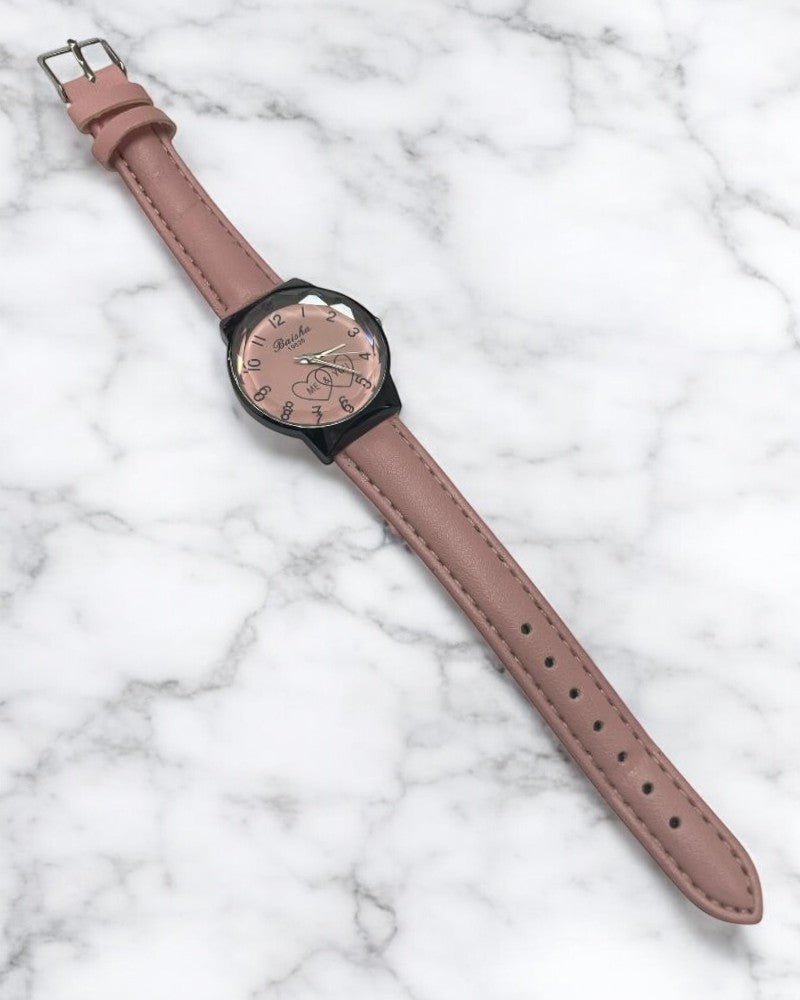 Ladies Round Pink & Black Strap Watch - StylePhase SA