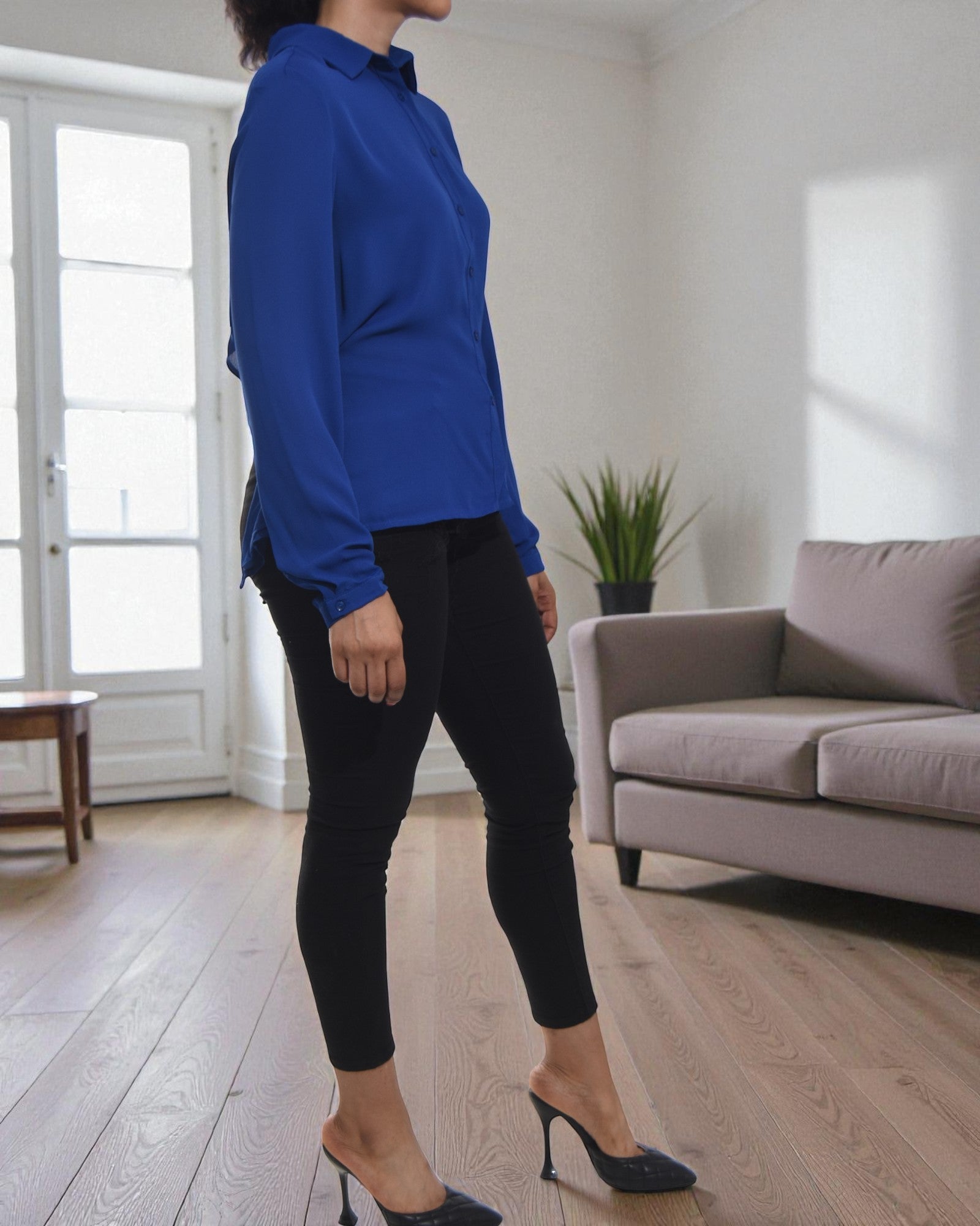 Ladies Royal Blue Back Tie Shirt - StylePhase SA
