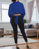 Ladies Royal Blue Back Tie Shirt - StylePhase SA