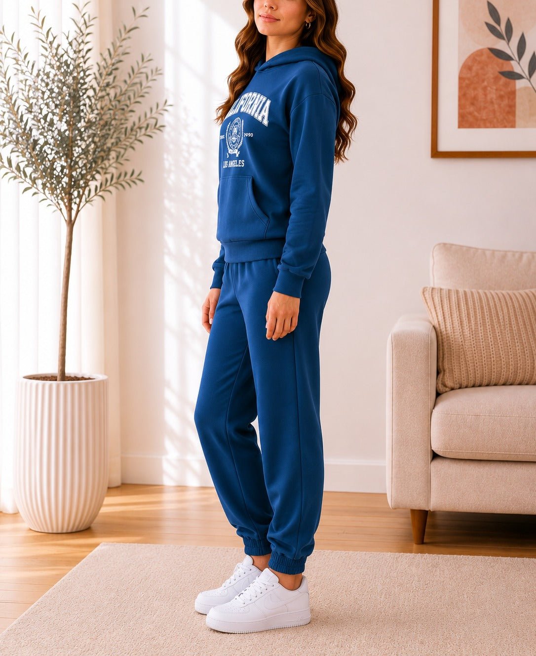 Ladies Royal Blue Fleece Hoody Tracksuit Set - California - StylePhase SA
