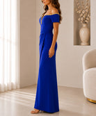 Ladies Royal Blue New Feeling Embellished Off Shoulder Maxi Dress - StylePhase SA