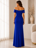 Ladies Royal Blue New Feeling Embellished Off Shoulder Maxi Dress - StylePhase SA