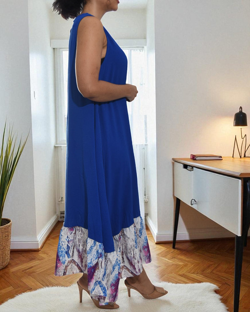 Ladies Royal Blue Pocket Maxi Dress - StylePhase SA