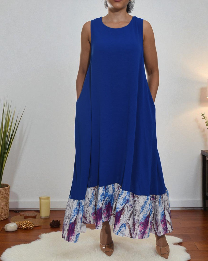 Ladies Royal Blue Pocket Maxi Dress - StylePhase SA