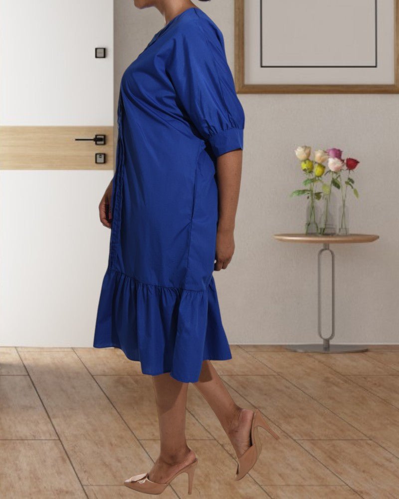 Ladies Royal Blue Poplin Shift Dress - StylePhase SA