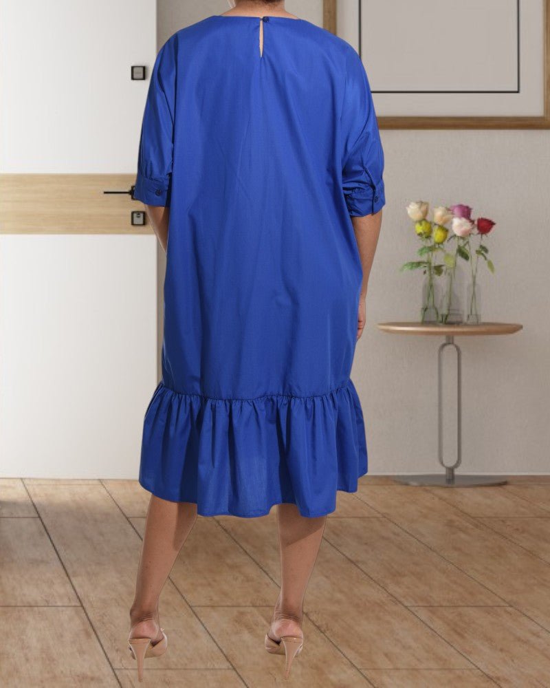 Ladies Royal Blue Poplin Shift Dress - StylePhase SA