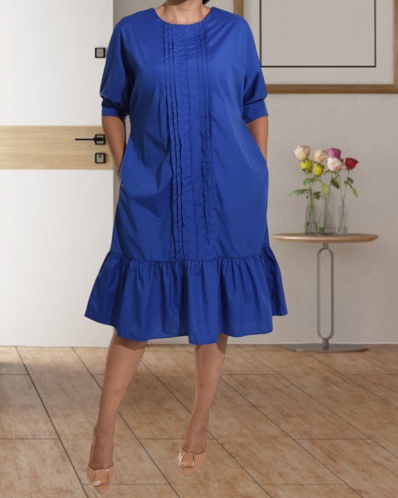 Ladies Royal Blue Poplin Shift Dress - StylePhase SA