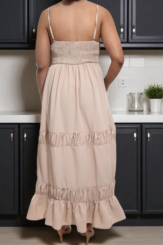 Ladies Ruche Beige Dress - StylePhase SA