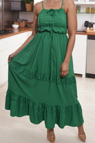 Ladies Ruche Green Dress - StylePhase SA