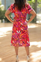 Ladies Ruffel Wrap Dress - Cerise - StylePhase SA