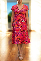 Ladies Ruffel Wrap Dress - Cerise - StylePhase SA
