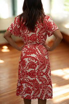 Ladies Ruffel Wrap Dress - Cream And Red - StylePhase SA