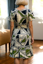 Ladies Ruffel Wrap Dress - Olive And Black - StylePhase SA