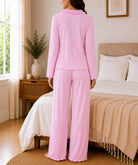 Ladies Ruffle Collar Pink Pyjama - StylePhase SA
