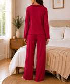 Ladies Ruffle Collar Red Pyjama - StylePhase SA