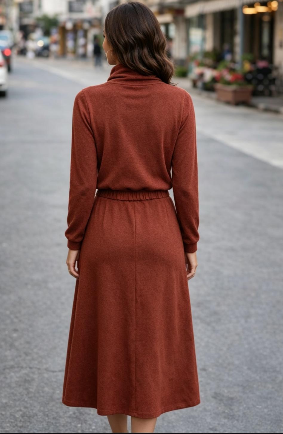 Ladies Rust Cowl 2Pce Skirt Set - StylePhase SA
