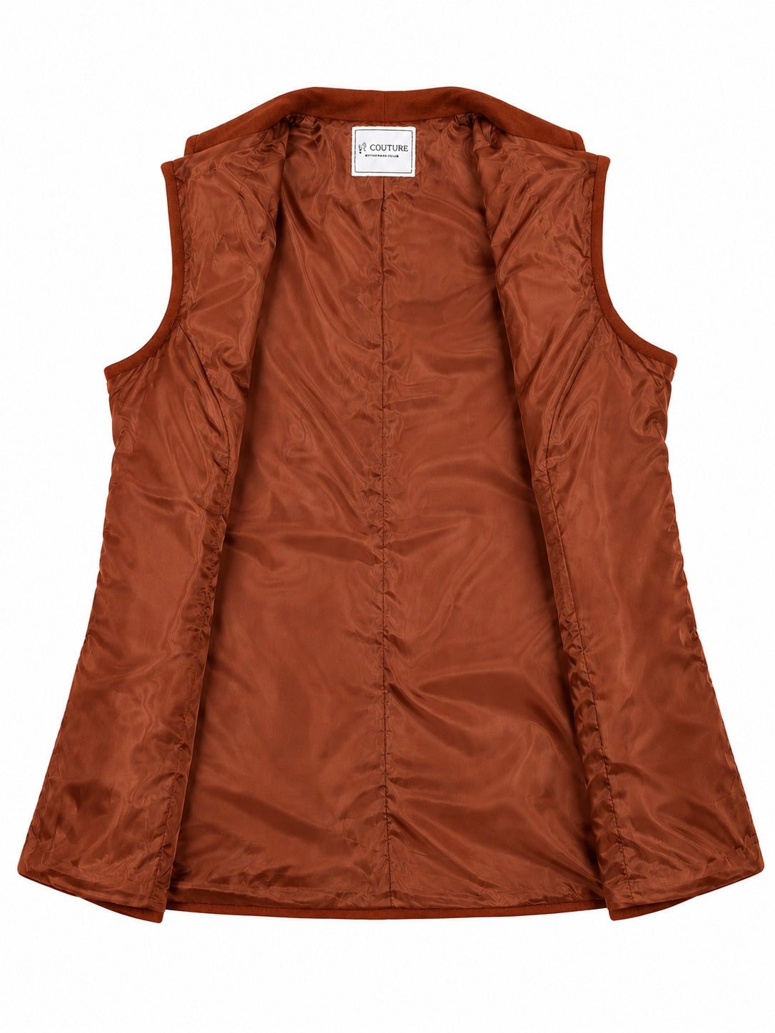 Ladies Rust Double Breasted Belted Longline Waistcoat - StylePhase SA