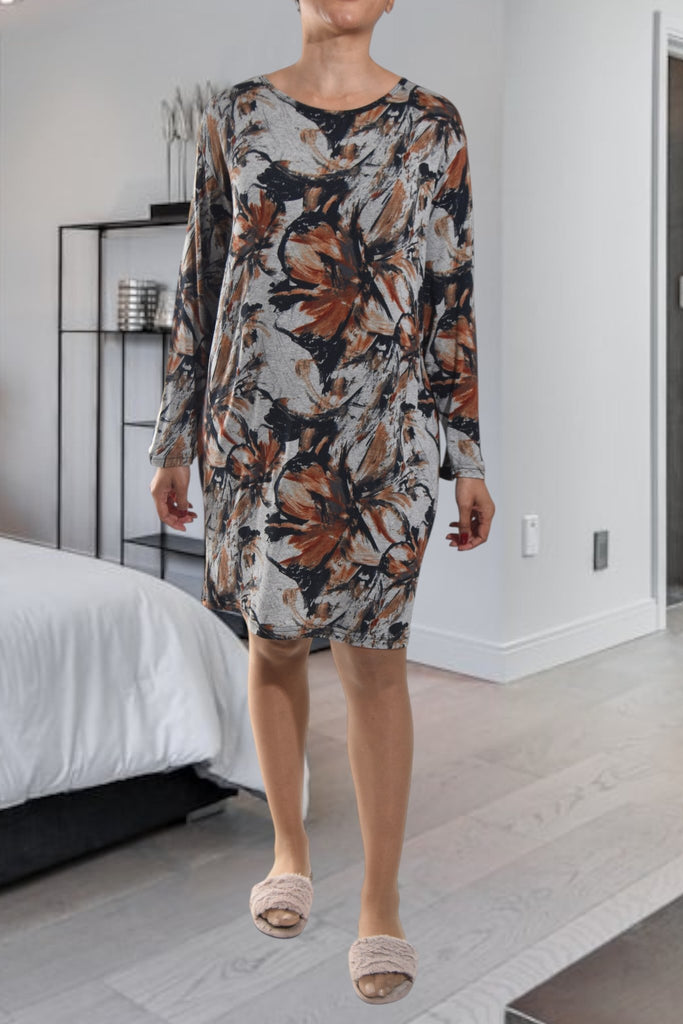 Ladies Rust Floral Sleep Shirt - StylePhase SA
