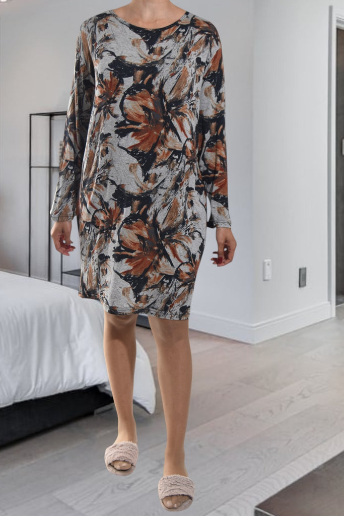 Ladies Rust Floral Sleep Shirt - StylePhase SA