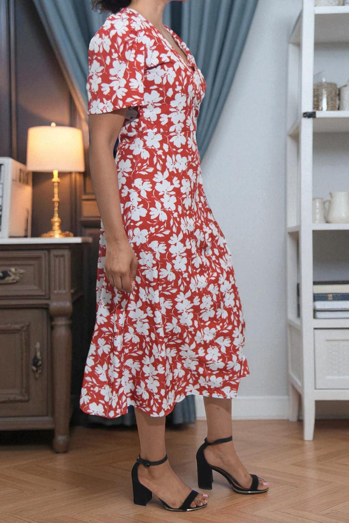 Ladies Rust Floral Wrap Dress - StylePhase SA