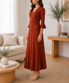 Ladies Rust Long Jersey Dress - StylePhase SA